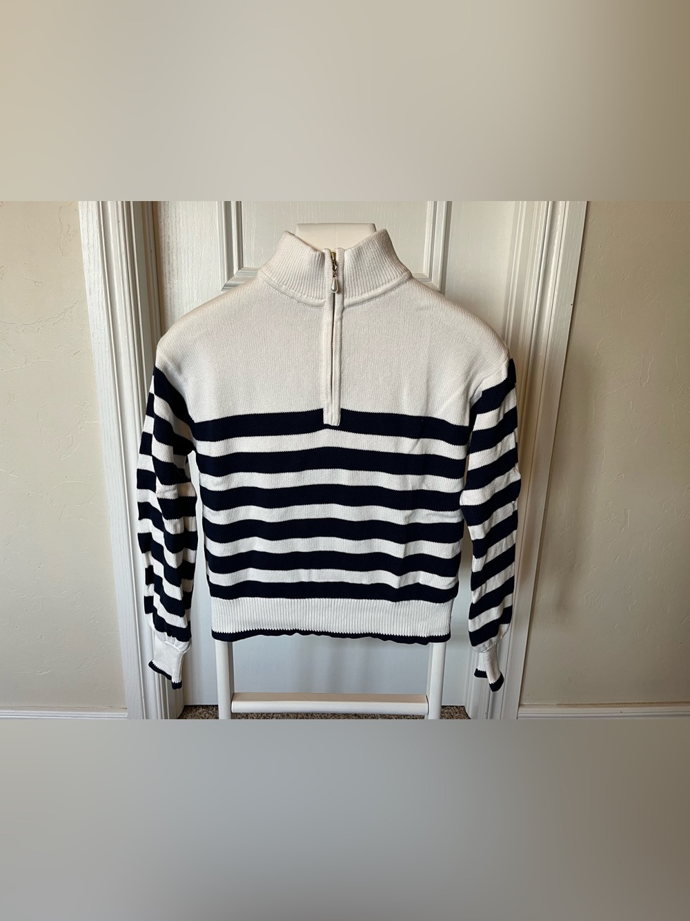 J. Crew Women’s Size Small Sweater Blue White Pullover Nautical Beach J.Crew